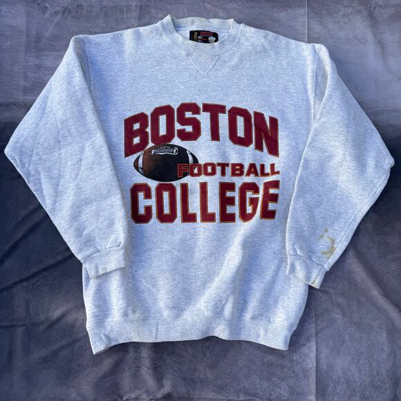 Vintage 90's Boston College Eagles Football Crewneck Pullover Sweatshirt Sz L - Picture 1 of 9